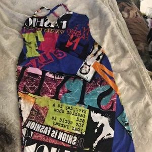 Colorful sexy cross strap dress